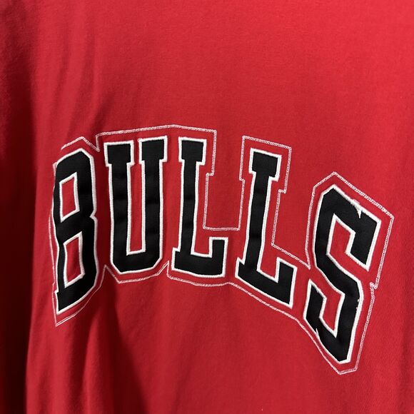 Mens NBA Chicago Bulls 3/4 Sleeve Shirt Black Red Size XL Patch Logo Late 2000s - Picture 2 of 11